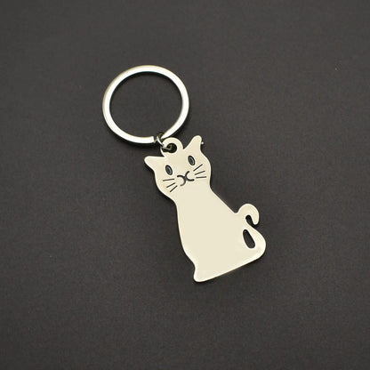 Keychain - Cat Keychain - Cute Keychain - Perfect Gift for Lovers, Friends and Best Friend - Silver