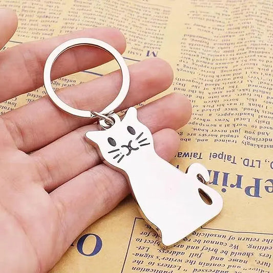 Keychain - Cat Keychain - Cute Keychain - Perfect Gift for Lovers, Friends and Best Friend - Silver - Image 2