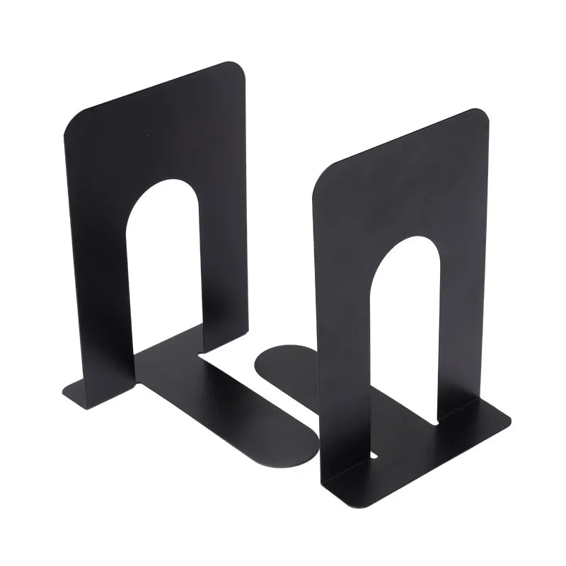 Bookends - Metal - Iron bookshelves - To be used for supporting books and organizing your desk - 13 × 15 × 16.5 cm - Black