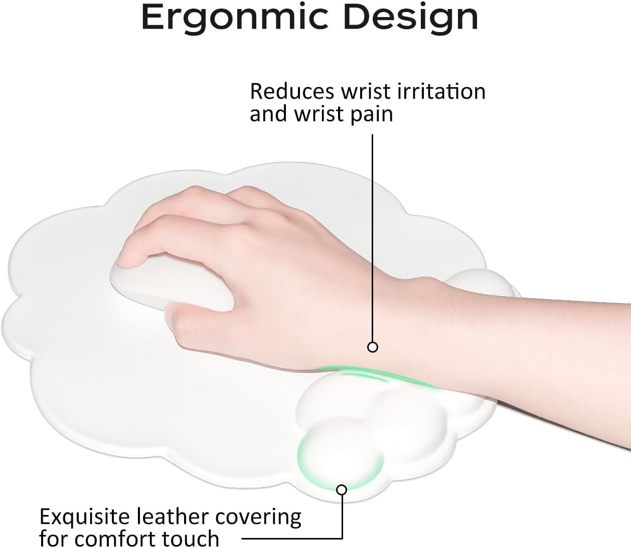 Mouse pad - Mouse pad with wrist rest - Ergonomic mouse pad - Mouse pad with leather surface, suitable for computers, laptops, office, home and travel, with non-slip bottom - Image 7