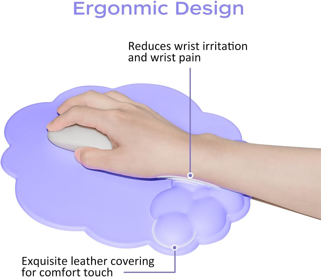 Mouse pad - Mouse pad with wrist rest - Ergonomic mouse pad - Mouse pad with leather surface, suitable for computers, laptops, office, home and travel, with non-slip bottom - Image 7