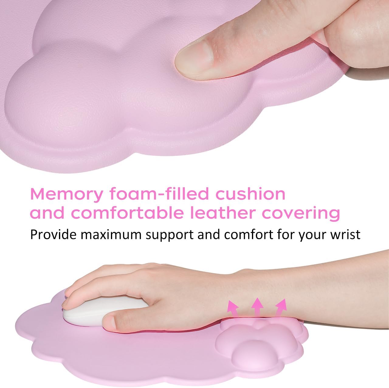 Mouse pad - Mouse pad with wrist rest - Ergonomic mouse pad - Mouse pad with leather surface, suitable for computers, laptops, office, home and travel, with non-slip bottom - Image 5
