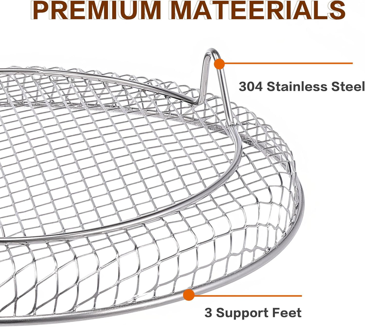 Multi-layer air fryer rack (3 round layers) - Air fryer baking pan - Air fryer grid - 304 stainless steel - Safe to use in air fryers, steam ovens, regular ovens and dishwashers - Image 3