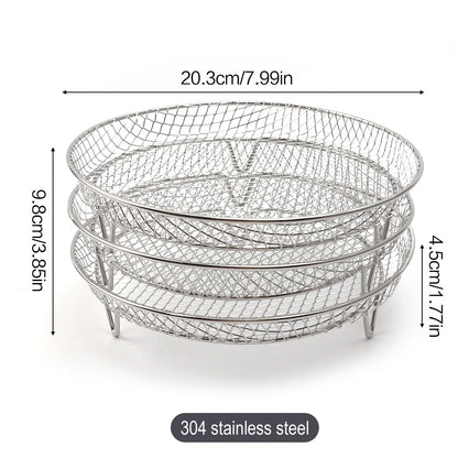 Multi-layer air fryer rack (3 round layers) - Air fryer baking pan - Air fryer grid - 304 stainless steel - Safe to use in air fryers, steam ovens, regular ovens and dishwashers - Image 8