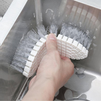 Brush - Multifunctional cleaning brush - Sturdy hand brush with stiff bristles - Multiple flexible brush heads - Suitable for cleaning bathtubs, kitchens, faucets and corners - Set of 2 - Image 2