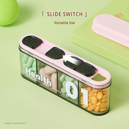 Medicine Box - Four-Compartment Pill Box - Compact and Portable Travel Pill Box - Only 11.5cm, Perfect for Storing Daily Vitamins, Supplements, and Pills - Set of 2 (Light Pink, White) - Image 3