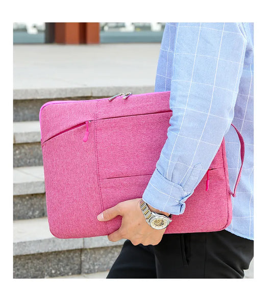 Laptop Case - Suitable for 13/14/15.6 inches - Zippered Laptop Case - Laptop Sleeve - Waterproof Oxford Cloth - Scratch and Wear Resistant, Easy to Carry - Pink - Image 4