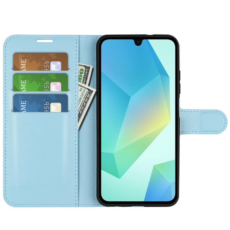 Compatible with Samsung Galaxy A17 5G Case Blue Litchi Texture Horizontal Flip Stand Cover for Compatible with Samsung Galaxy A17 5G - Image 4