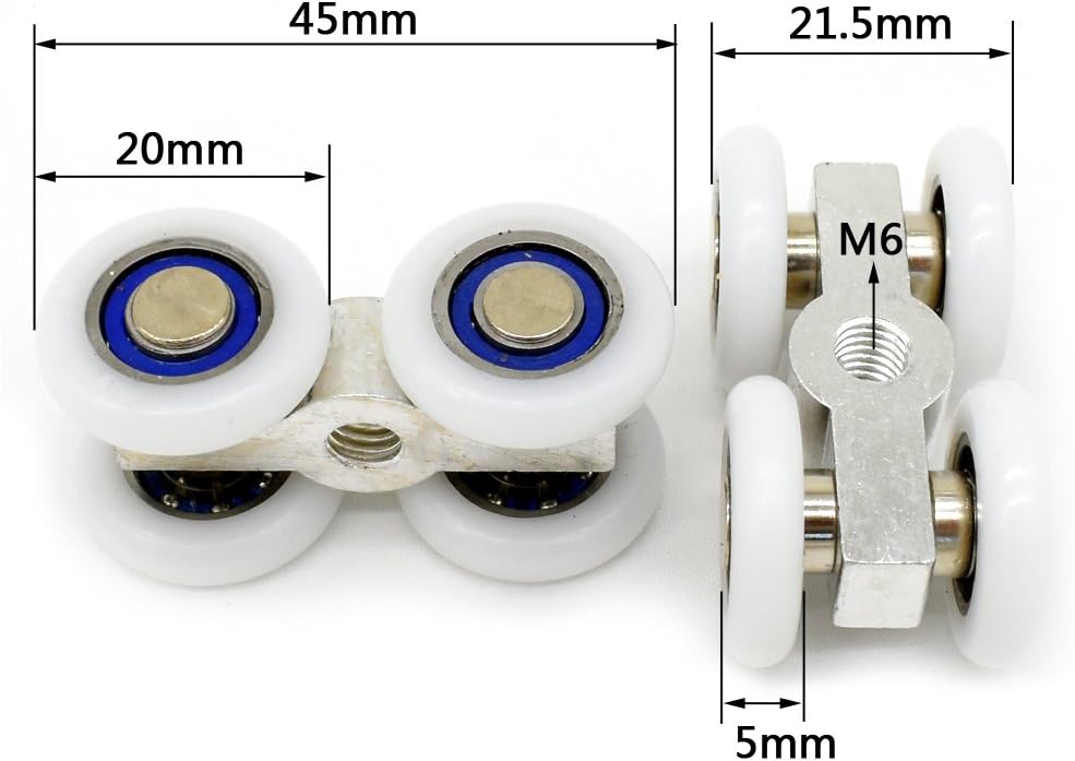 Set of 2 rollers for sliding glass doors - Image 2