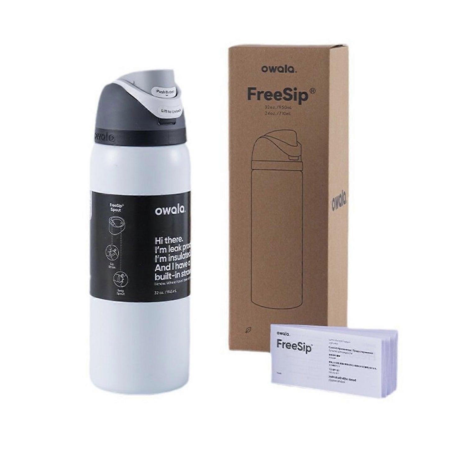 Large 710ml Off-White Thermos Bottle for Adventure Black and White