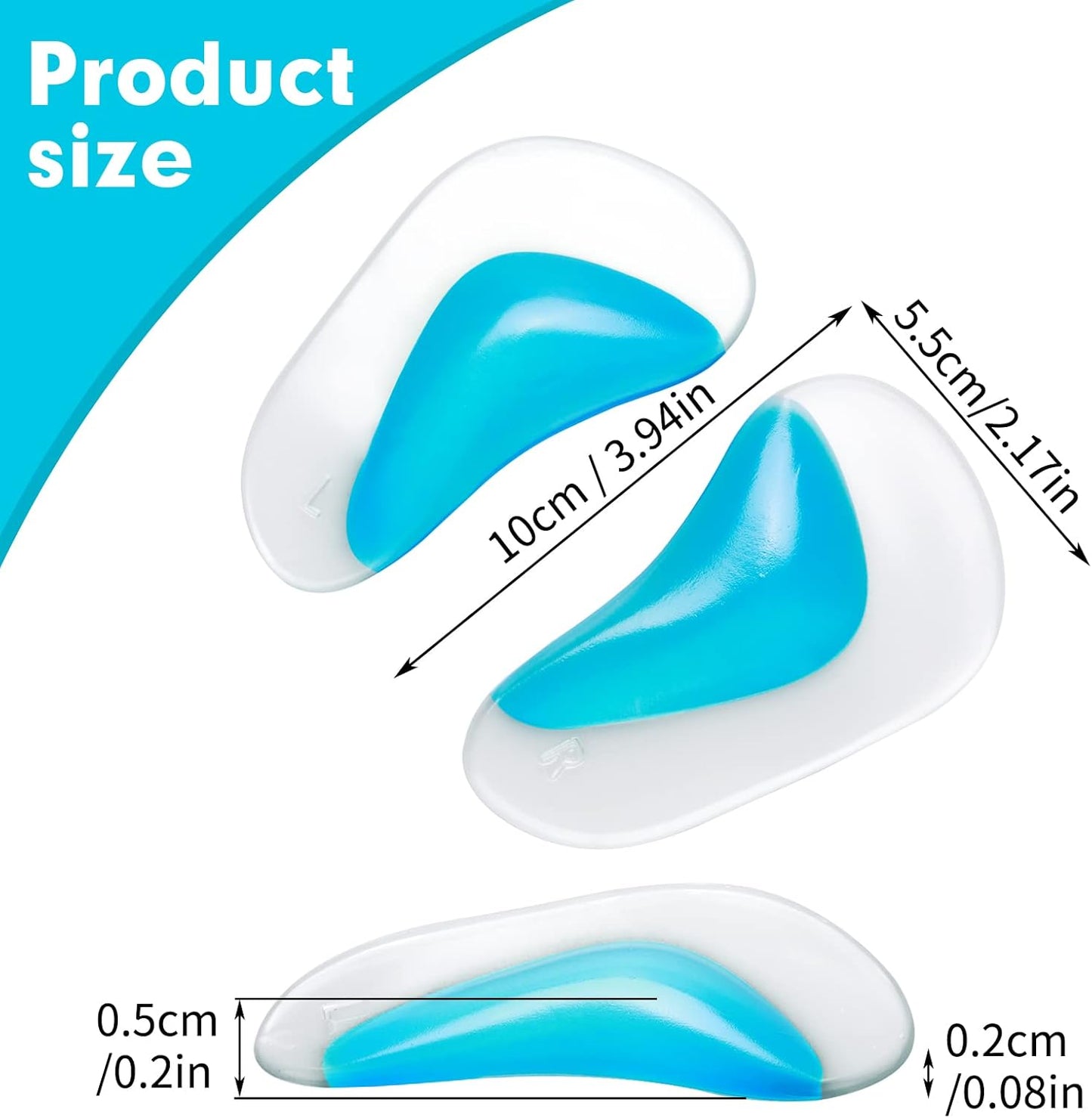 Orthopedic Gel Insoles 3 Pairs for Arch Support Plantar Fasciitis Silicone Shoe Inserts - Image 2