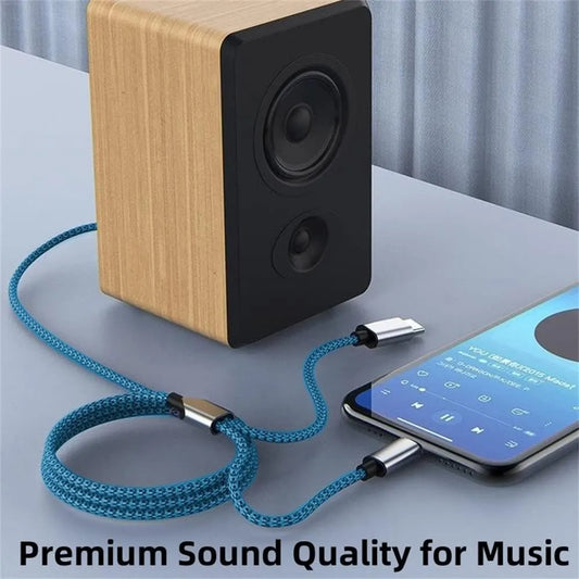 USB C \u0026 Lightning to 3.5mm Aux Audio Adapter Cable Braided Nylon - Image 5
