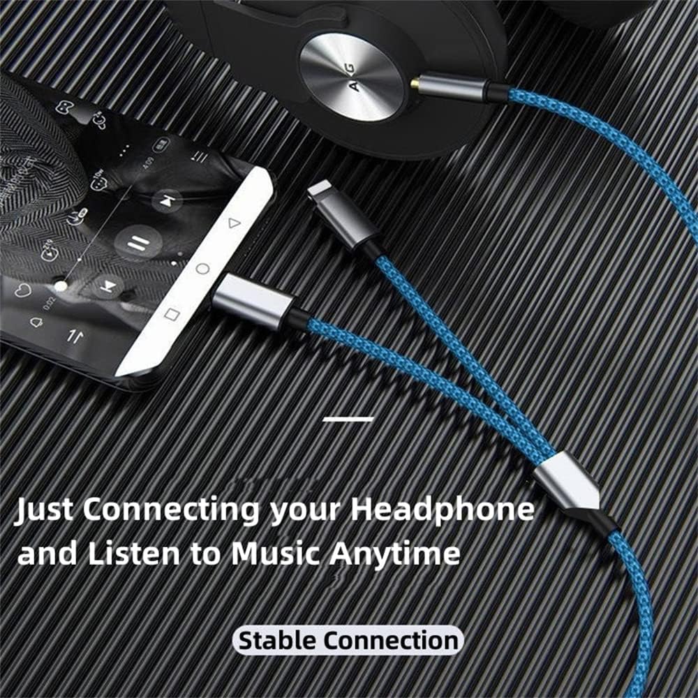 USB C \u0026 Lightning to 3.5mm Aux Audio Adapter Cable Braided Nylon - Image 6