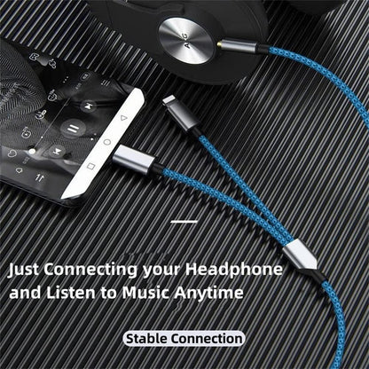 USB C \u0026 Lightning to 3.5mm Aux Audio Adapter Cable Braided Nylon - Image 6