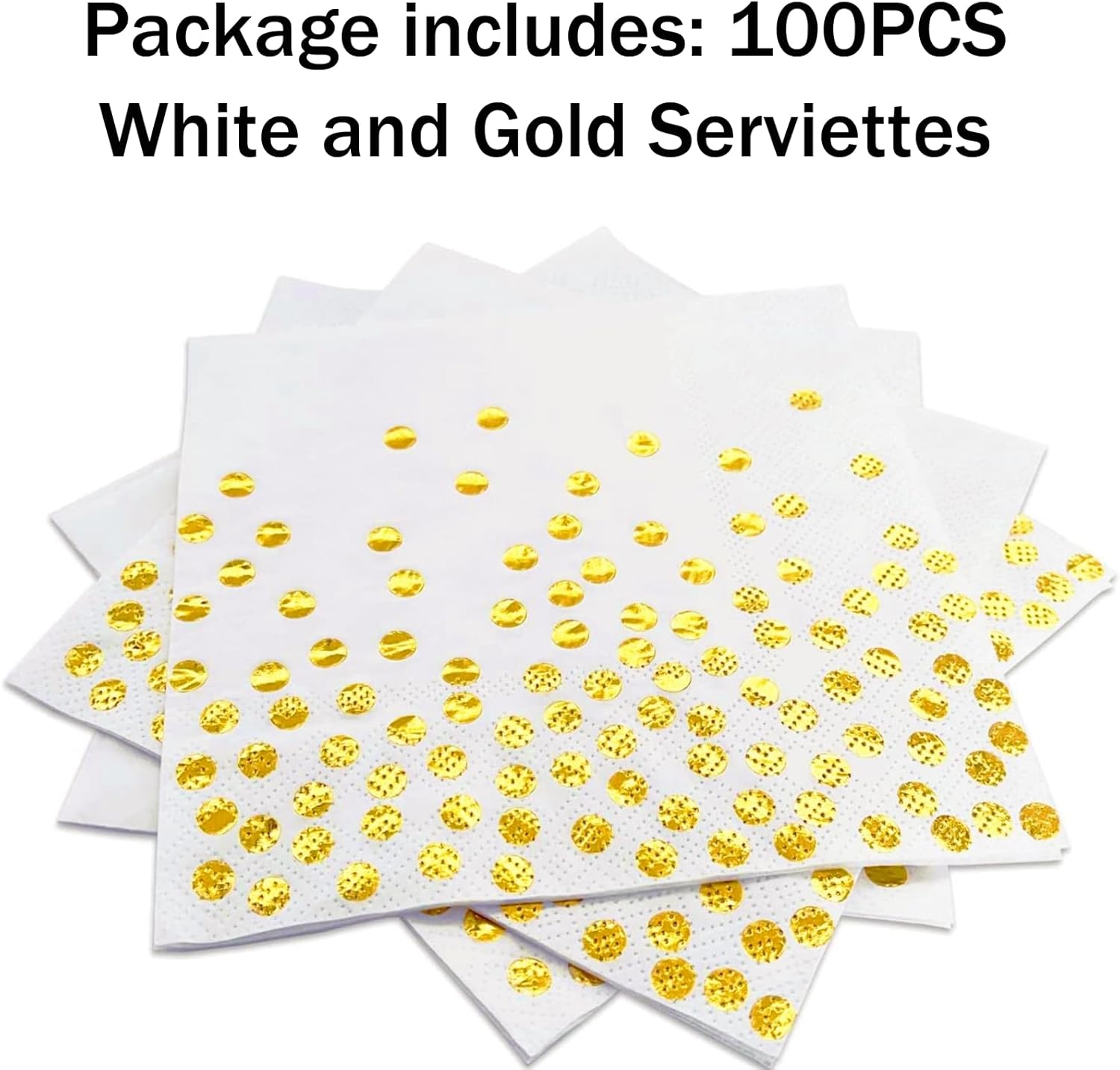 Napkins 100-pack, white and gold napkins Gold napkins Napkins - Image 2