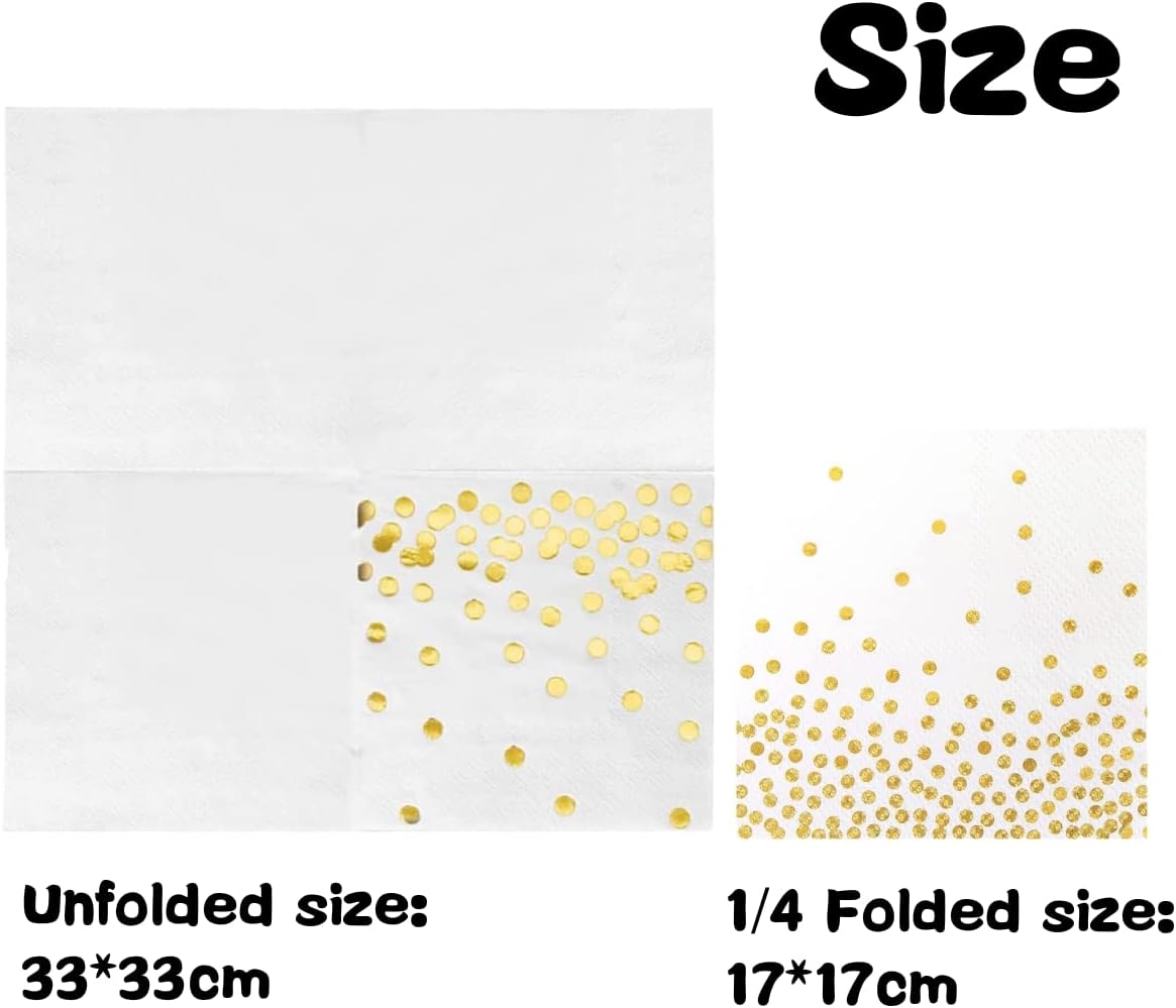 Napkins 100-pack, white and gold napkins Gold napkins Napkins - Image 3