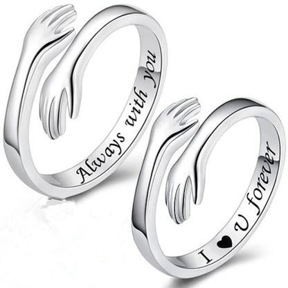 Compatible with S925 Sterling Silver Adjustable Hug Ring for Women and Teenage Girls