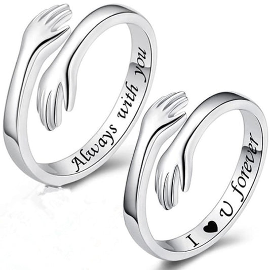 Compatible with S925 Sterling Silver Adjustable Hug Ring for Women and Teenage Girls