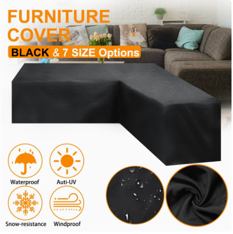12 Sizes L-Shape All-Weather Cover Waterproof Rattan Corner Furniture Protector Garden Patio Outdoor Sofa Cover Dust Cover270*200*82cm - Image 2