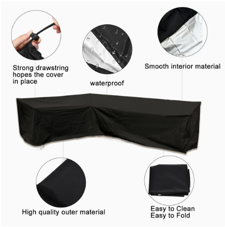 12 Sizes L-Shape All-Weather Cover Waterproof Rattan Corner Furniture Protector Garden Patio Outdoor Sofa Cover Dust Cover270*200*82cm - Image 4