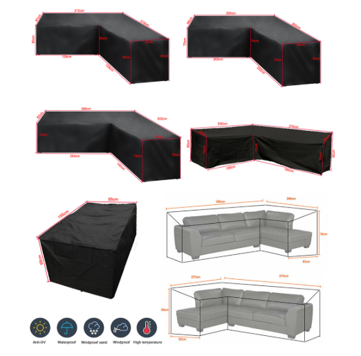 12 Sizes L-Shape All-Weather Cover Waterproof Rattan Corner Furniture Protector Garden Patio Outdoor Sofa Cover Dust Cover270*200*82cm - Image 5
