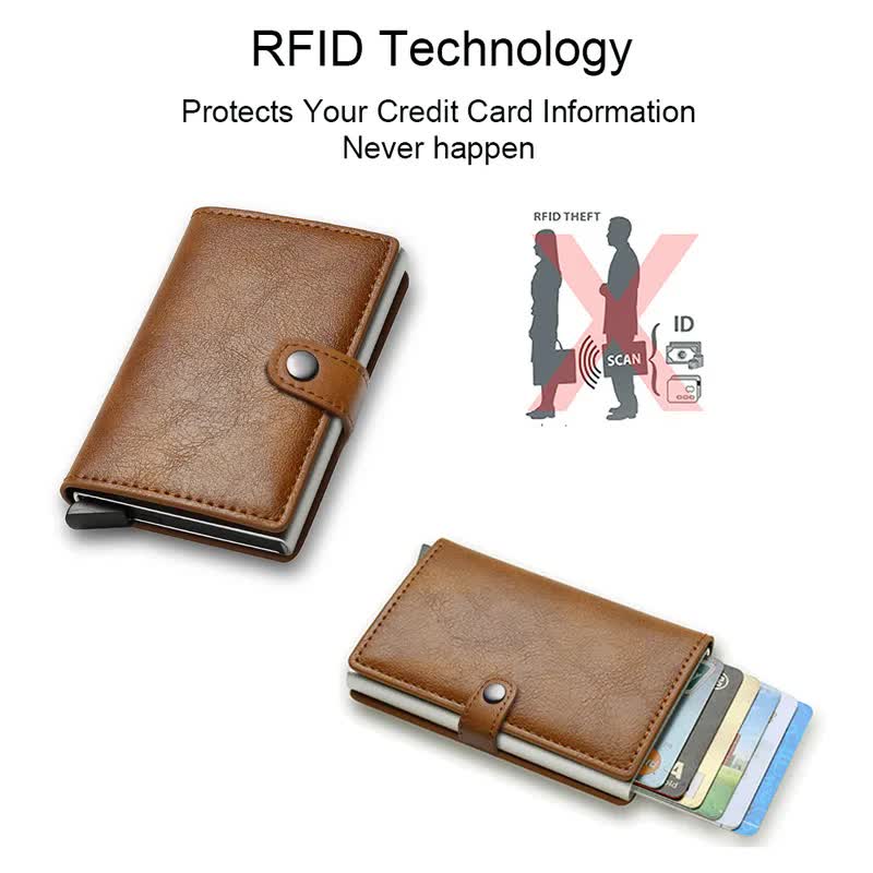 Carbon Fiber Credit Card Holder Wallet Men RFID Smart Metal Thin Slim Pop Up Minimalist Wallet Small Black Wallet Metal Vallet Blue - Image 5