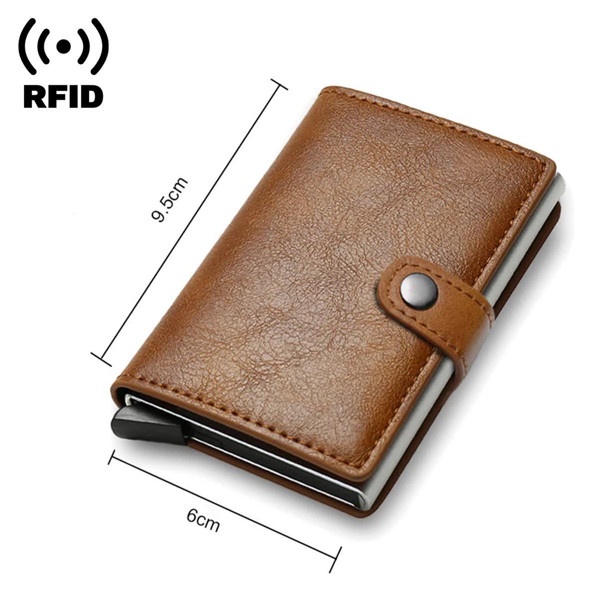 Carbon Fiber Credit Card Holder RFID Slim Wallet Compatible withSamsung Minimalist Thin Pop Up Metal Wallet Small Black Bronze - Image 4