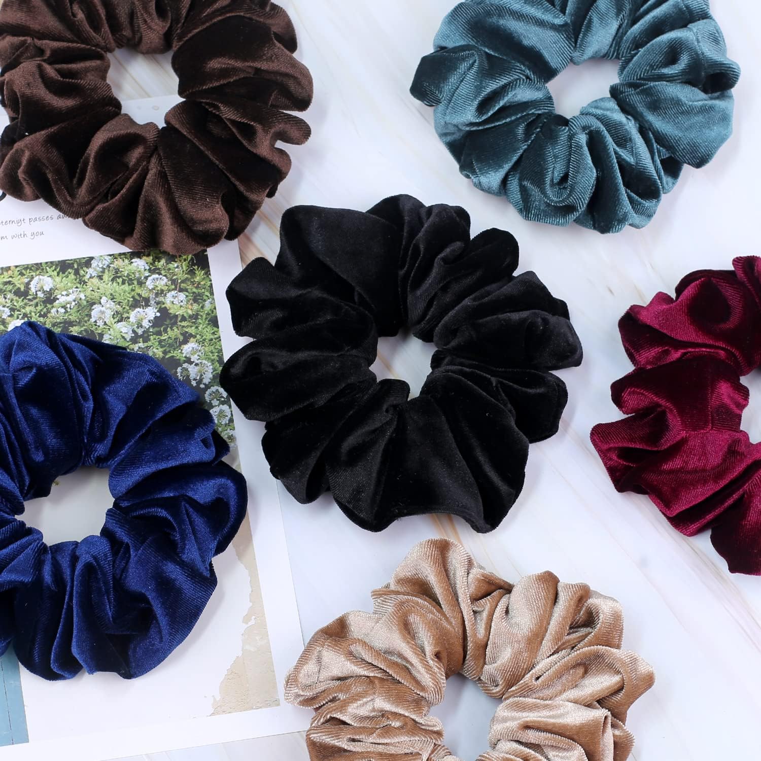 Velvet Scrunchie for Thick Hair Extra Large Soft Ponytail Holder 6 Pack - Image 4