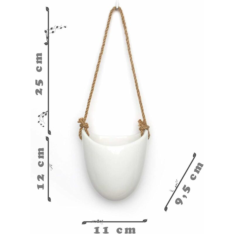 3-Pack White Ceramic Wall Pots - Image 3