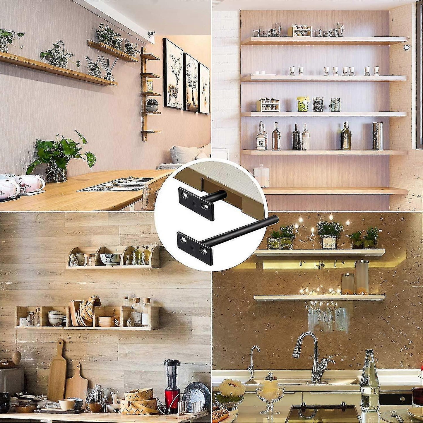 Heavy Duty Invisible Floating Shelf Bracket 4 pcs, Metal Hidden Bracket Compatible with Wood - Image 3