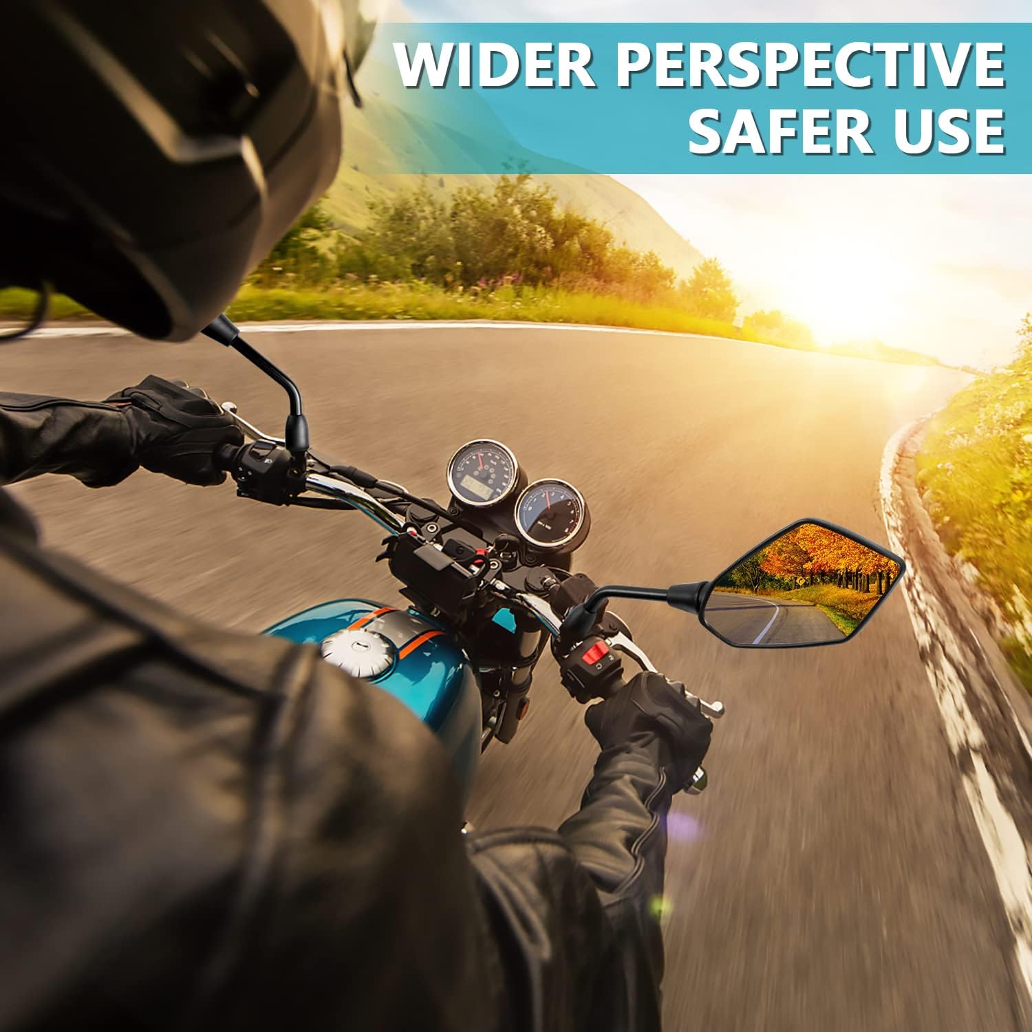 Motorcycle Rearview Mirrors Universal Pair Compatible with Motorcycles - Image 2