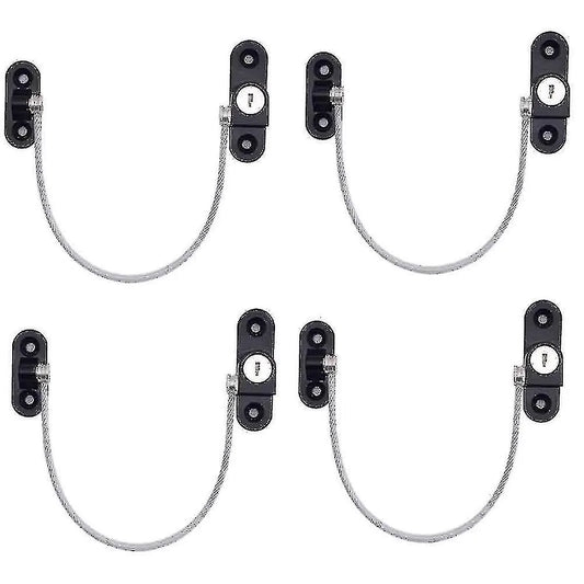 4 pcs Window Limiter, Window Stopper, Childproof Window Lock, Window Lock, Door Lock - Black