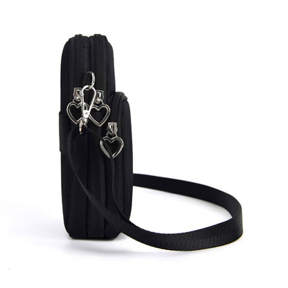 Mobile Phone Bag with Shoulder Strap in Durable Nylon Polyester Black - Image 5