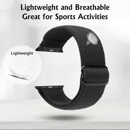 Compatible with Apple Watch Stretch Band Apple Watch 45mm 44mm 42mm Adjustable Sport Bracelet for Men and Women Black - Image 3
