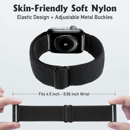 Compatible with Apple Watch Stretch Band Apple Watch 45mm 44mm 42mm Adjustable Sport Bracelet for Men and Women Black - Image 4
