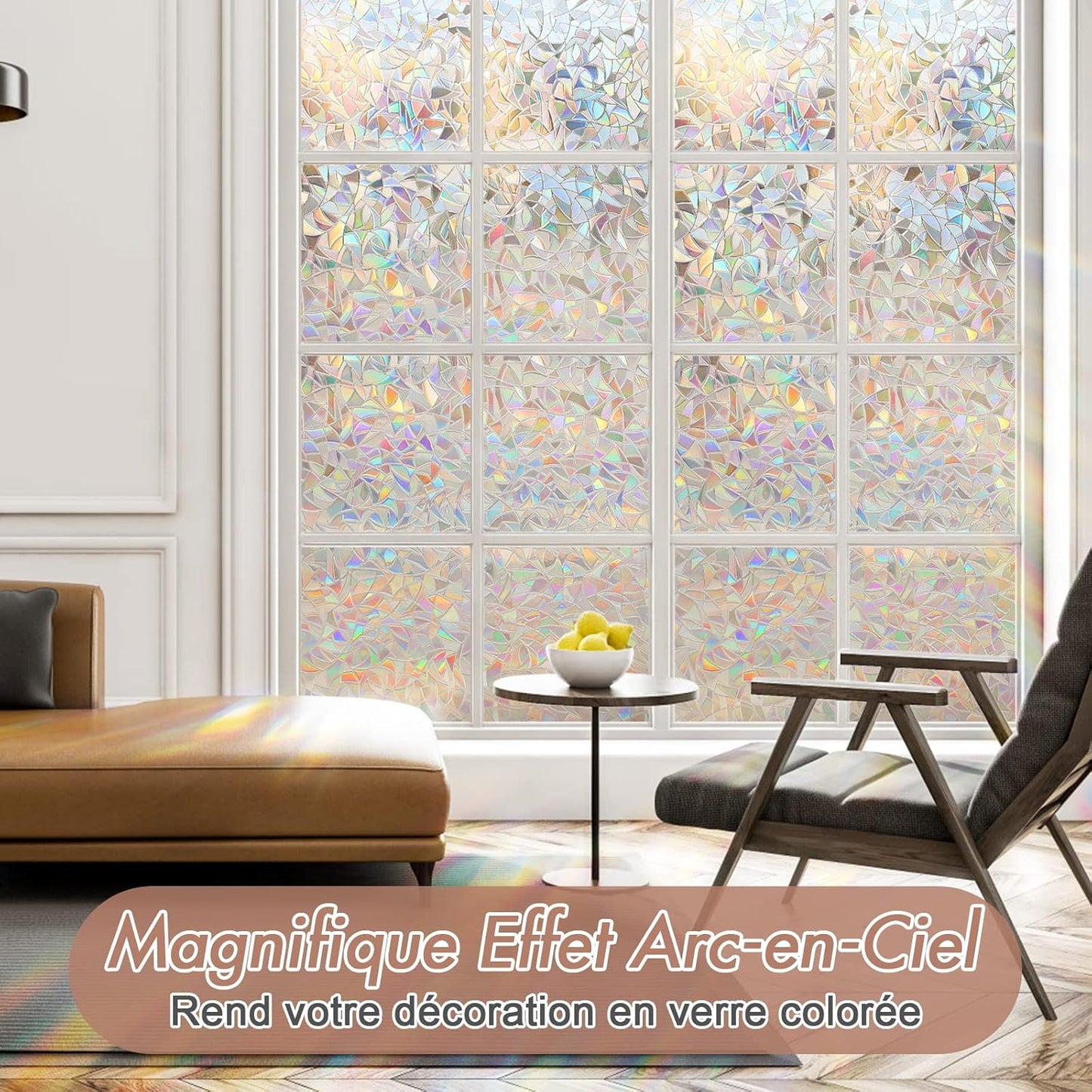 Electrostatic Window Film Anti Glare Anti UV 45x200cm Rainbow 3D Decorative - Image 2