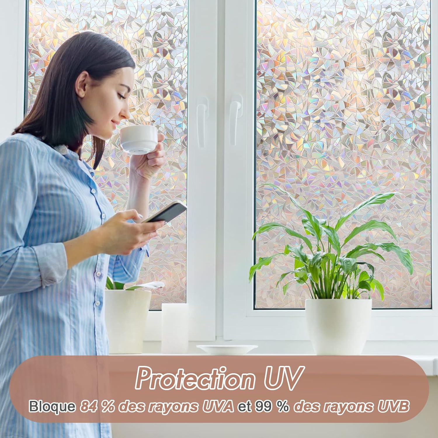 Electrostatic Window Film Anti Glare Anti UV 45x200cm Rainbow 3D Decorative - Image 3