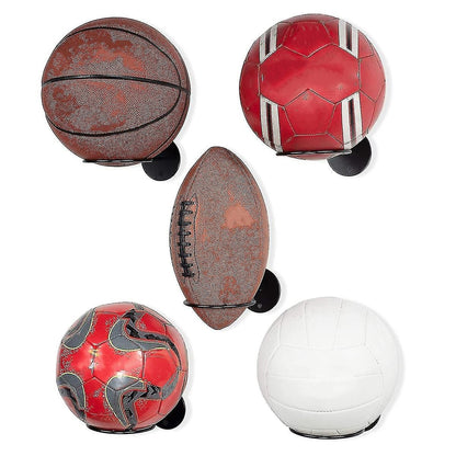 3pcs Wall Mounted Ball Rack Iron Basketball Storage Display Holder Football Rugby Hanging Rack Space Saving - Perfect Black 3pc - Image 3