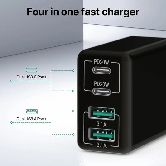 USB C Charger, 40W Fast Charger with Multiple Outlets, Compatible withSamsung and Xiaomi, USB Charging Plug Adapter - Image 4