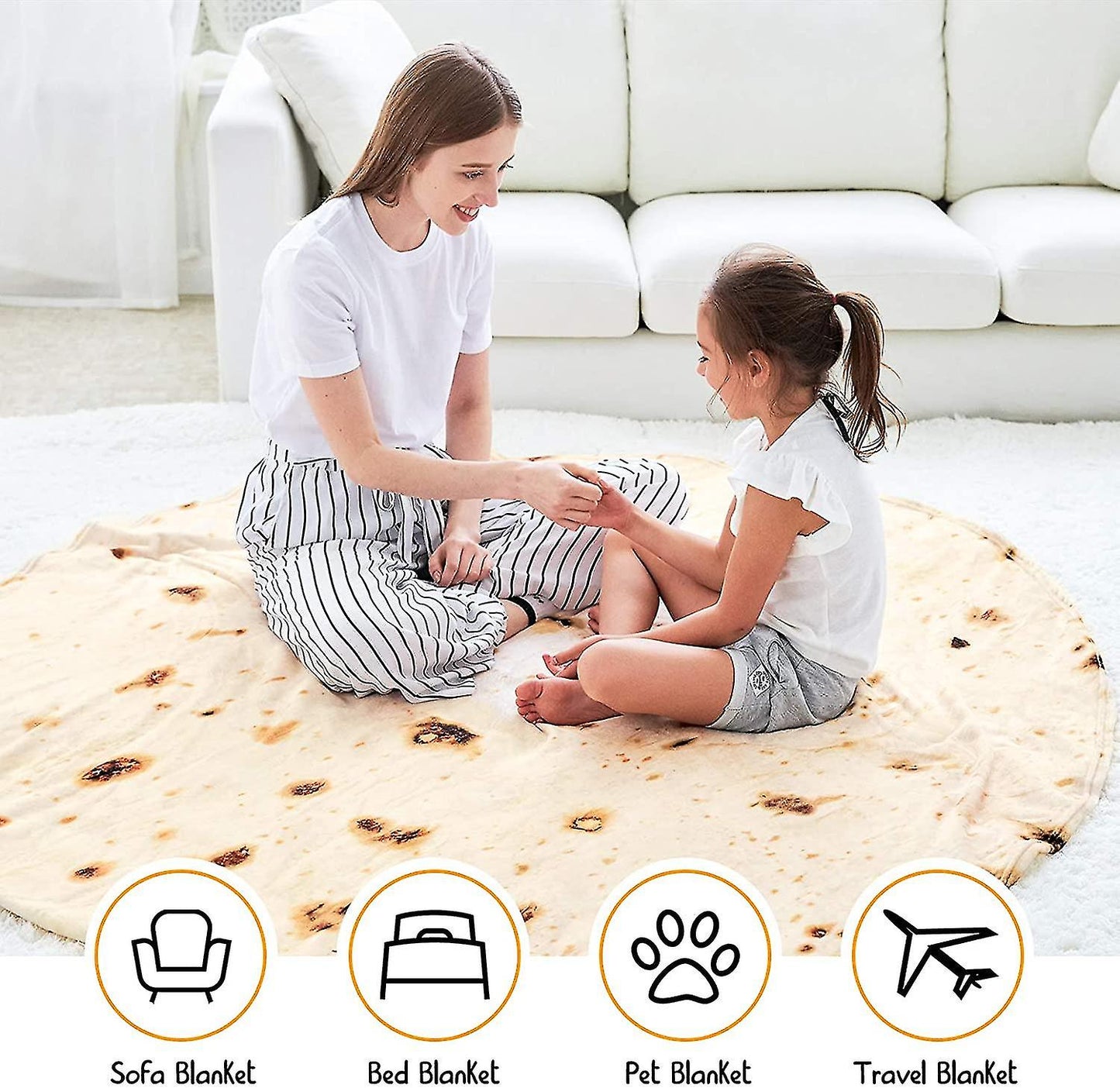 Burrito Blanket, Double Sided, Giant Flour Tortilla Blanket - Image 3