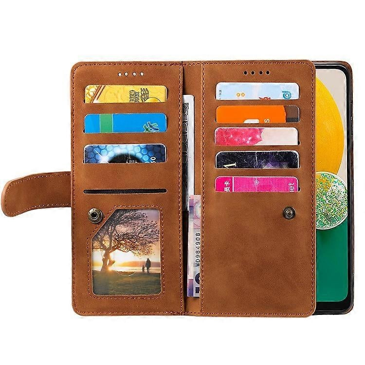 Compatible with Samsung Galaxy A26 5G Phone Case, PU Leather Zipper Wallet with 9 Card Slots, Brown - Image 2