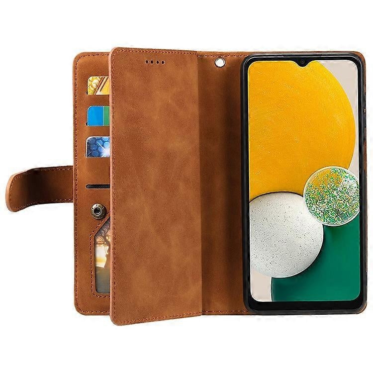 Compatible with Samsung Galaxy A26 5G Phone Case, PU Leather Zipper Wallet with 9 Card Slots, Brown - Image 3