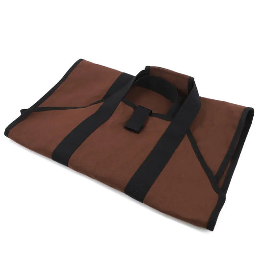 Canvas Firewood Basket Bag Water-Resistant Foldable for Wood-Burning Stoves Camping Accessories - Image 2