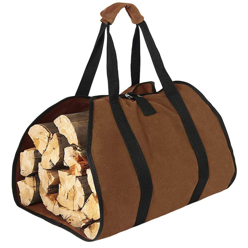Canvas Firewood Basket Bag Water-Resistant Foldable for Wood-Burning Stoves Camping Accessories - Image 5