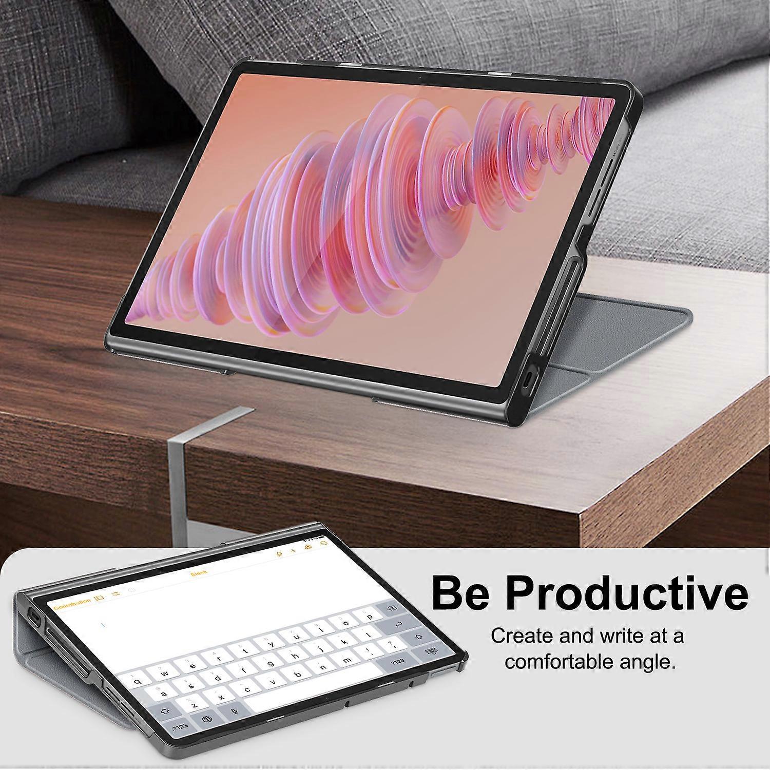 Heat Dissipation Protective Stand for Lenovo Tab Plus 11.5 inch TB351FU Tablet in Leather Grey - Image 2