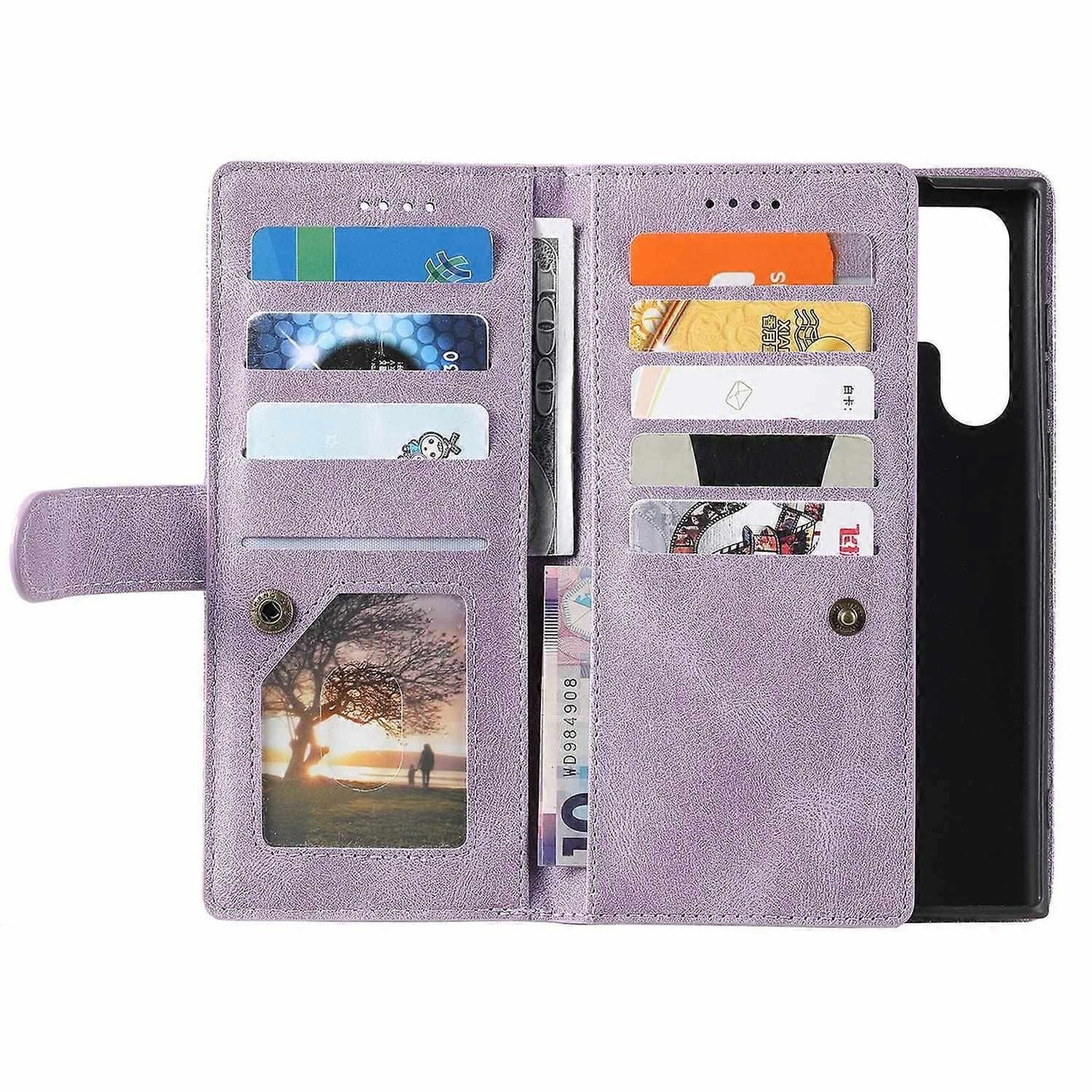 Compatible with Samsung Galaxy S25 Ultra Case PU Leather Wallet Cover with Zipper and 9 Card Slots - Image 5