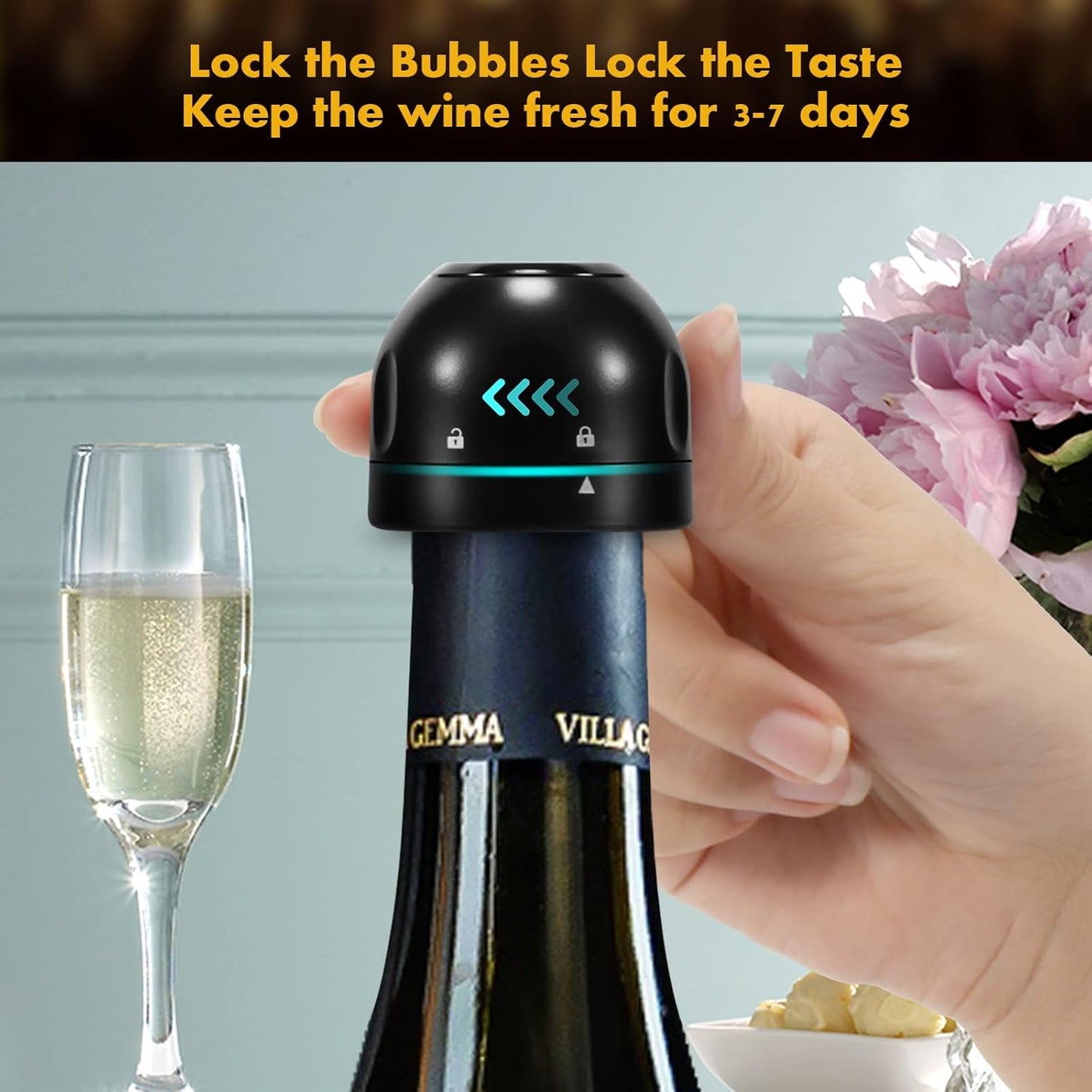 Reusable Silicone Wine Stopper 4-Pack Universal Leak-Proof Sealed Champagne Bottle - Image 2