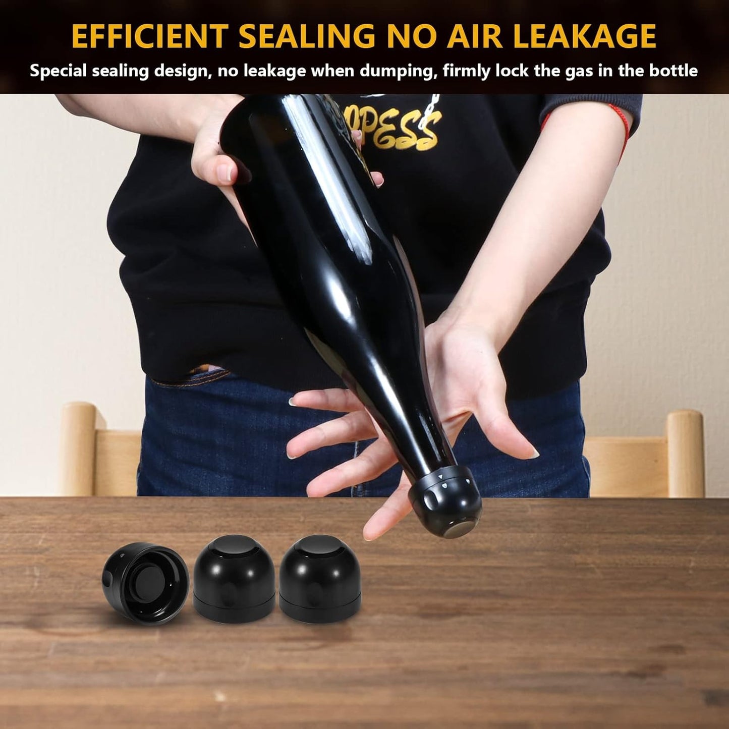Reusable Silicone Wine Stopper 4-Pack Universal Leak-Proof Sealed Champagne Bottle - Image 3