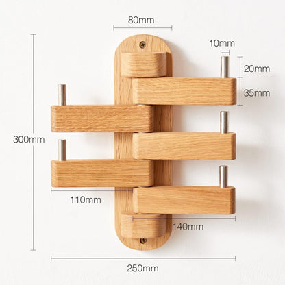 Oak Coat Rack, Wooden Wall Mounted Coat Rack for Entryway, Living Room, Bedroom, Bathroom - Image 3