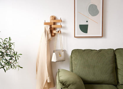 Oak Coat Rack, Wooden Wall Mounted Coat Rack for Entryway, Living Room, Bedroom, Bathroom - Image 4
